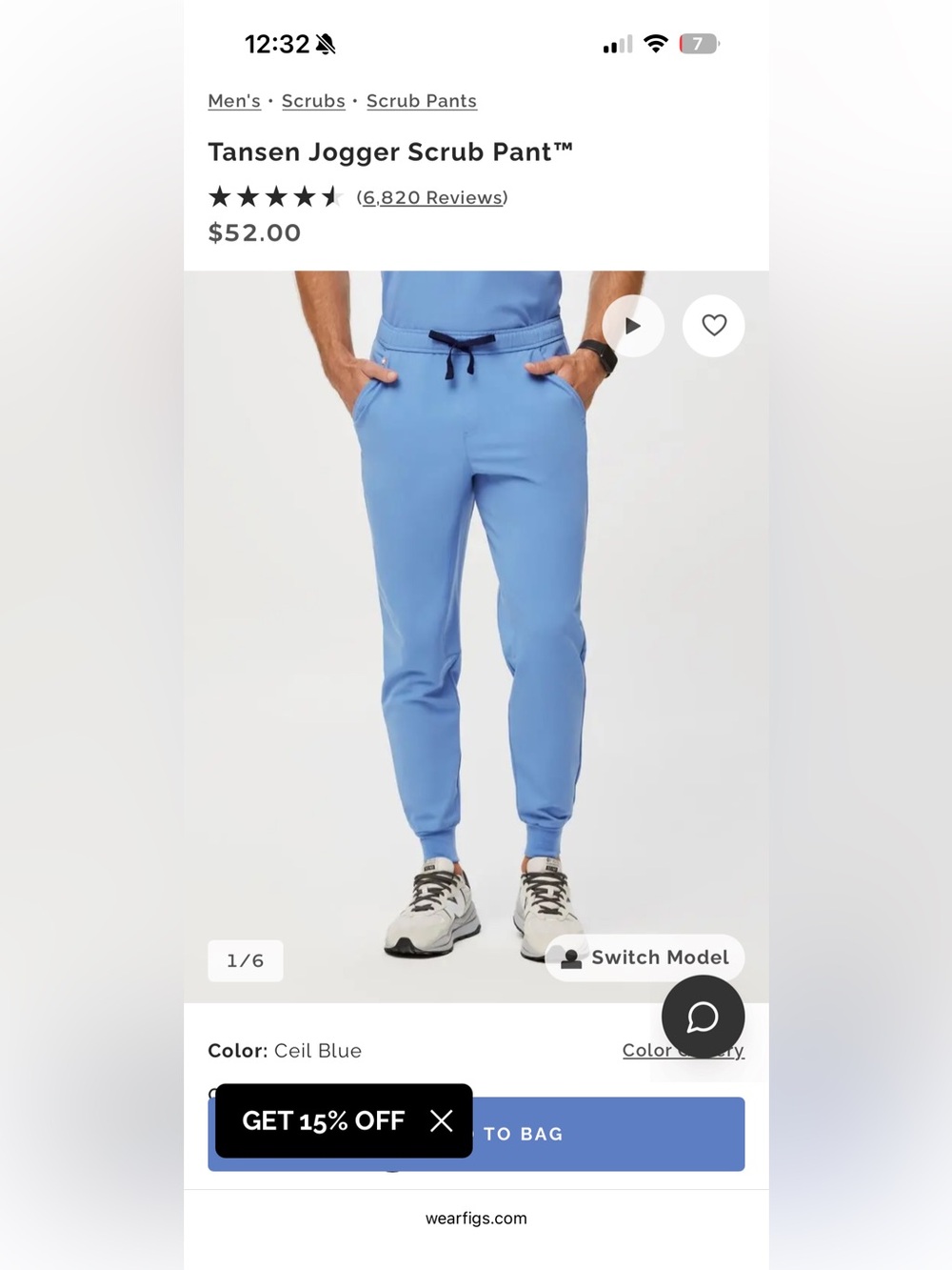 Figs men’s Tansen blue scrubs Joggers size Small